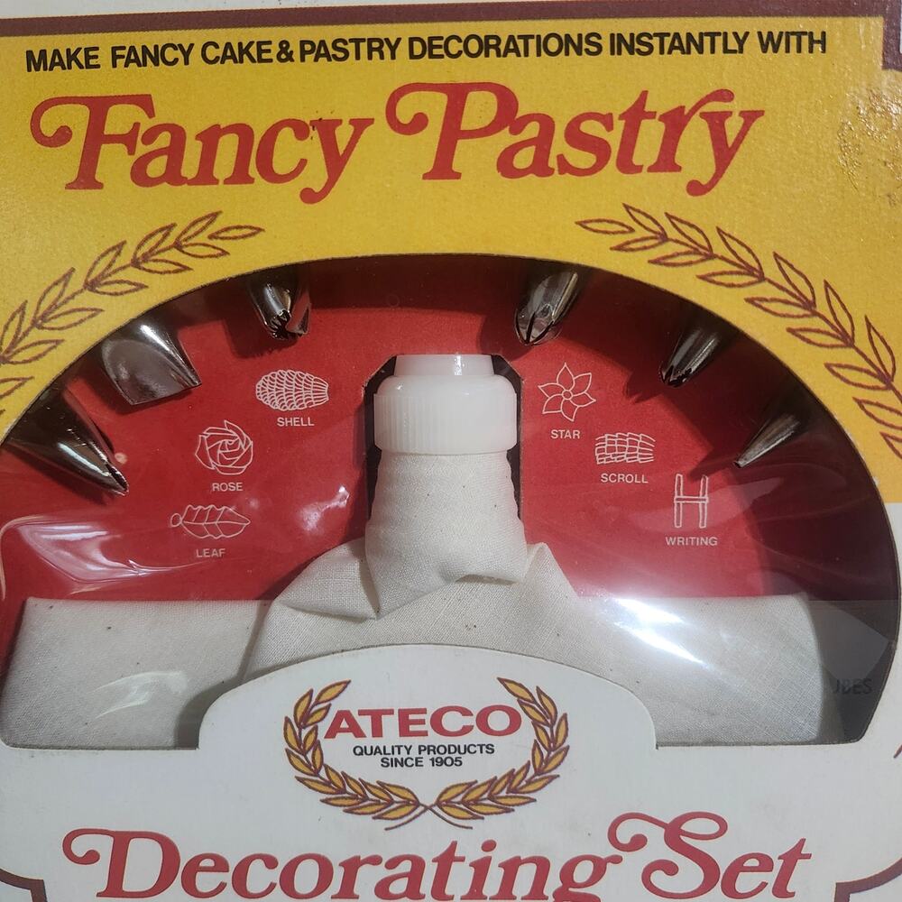 Vintage Ateco Fancy Pastry Cake Decorating Set 334C 6 Tips Made USA